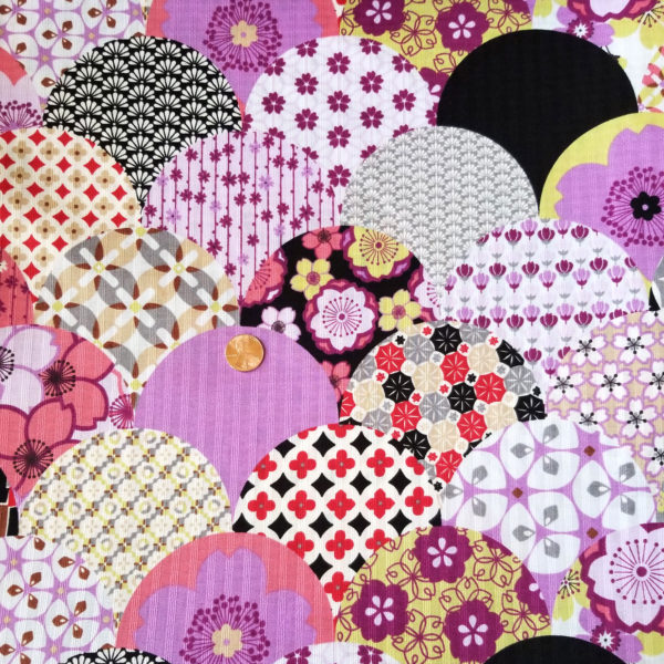 Japanese Motifs in Segaiha Japanese Quilting Cotton Tangerine Mountain