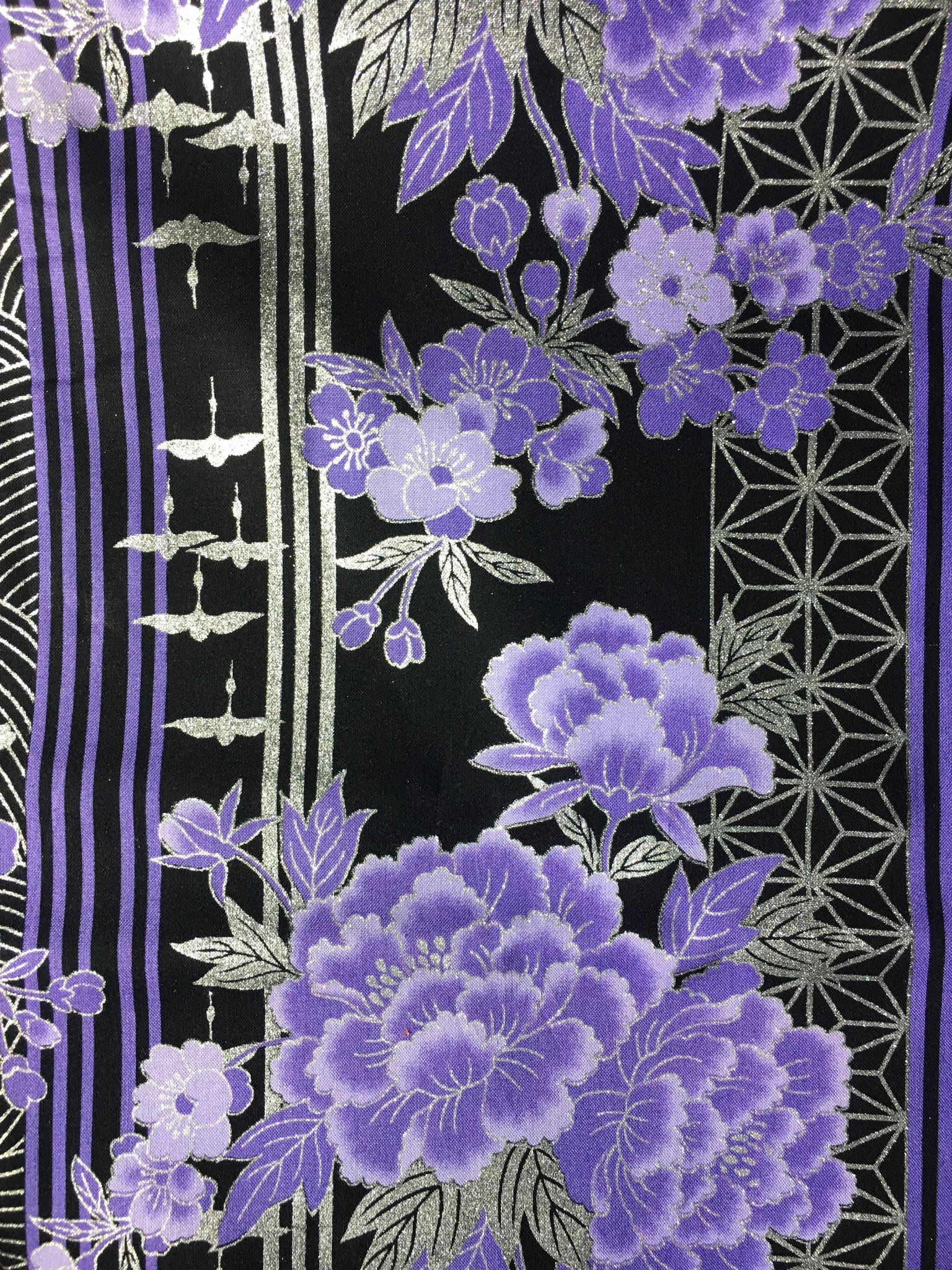 FABJPN-silver-purple-cranes-lines-flowers-seigaiha-black